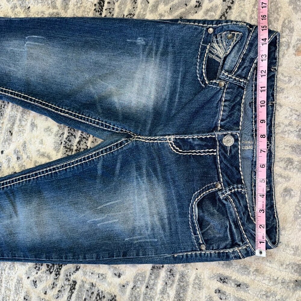Almost Famous Women's Size 9 Skinny Jeans White Thread Low Rise Vintage 2000s - Picture 5 of 16